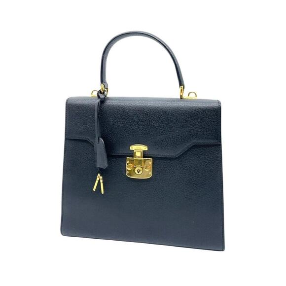 Gucci Vintage Leather Black Antique Gold Hardware 2Way Bag W/Dust bag - Picture 4 of 16